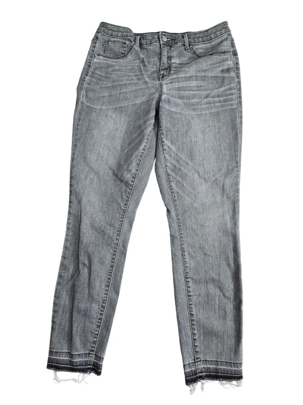 Mossimo High Rise Jegging Jeans‎ Womens 12/31R Gray Wash Raw Hem Stretch Denim